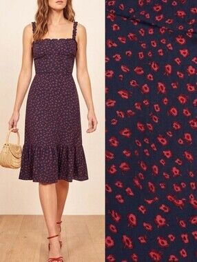 Reformation Virgil Mini Dress Thin Strap Tank Dress Blue Red Size 10 Fits Large